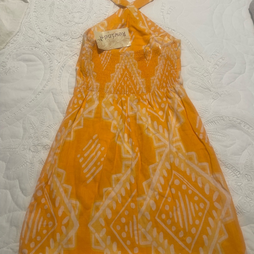 Rewind Vibrant Orange Geometric Backless Dress - image 2